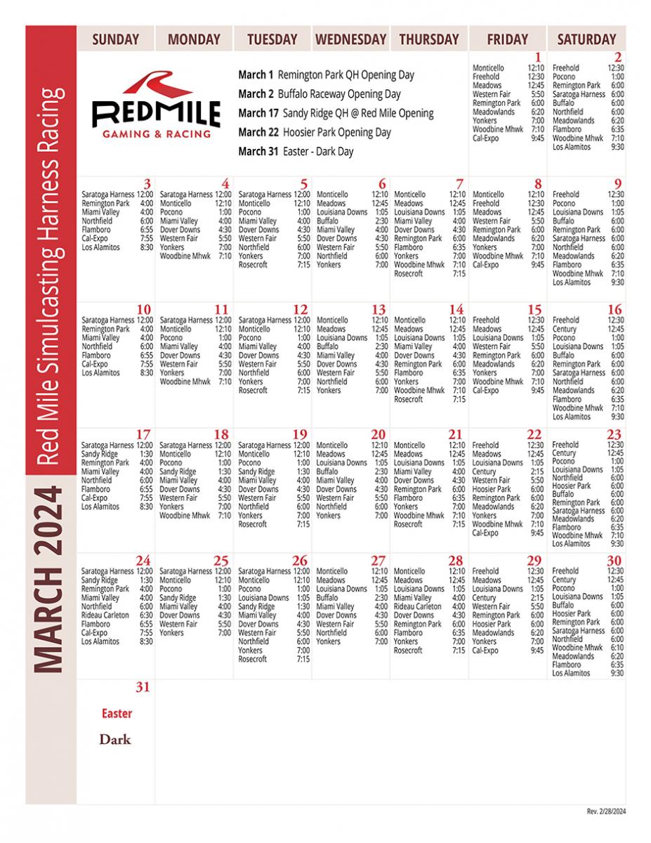 Schedules Red Mile Racing